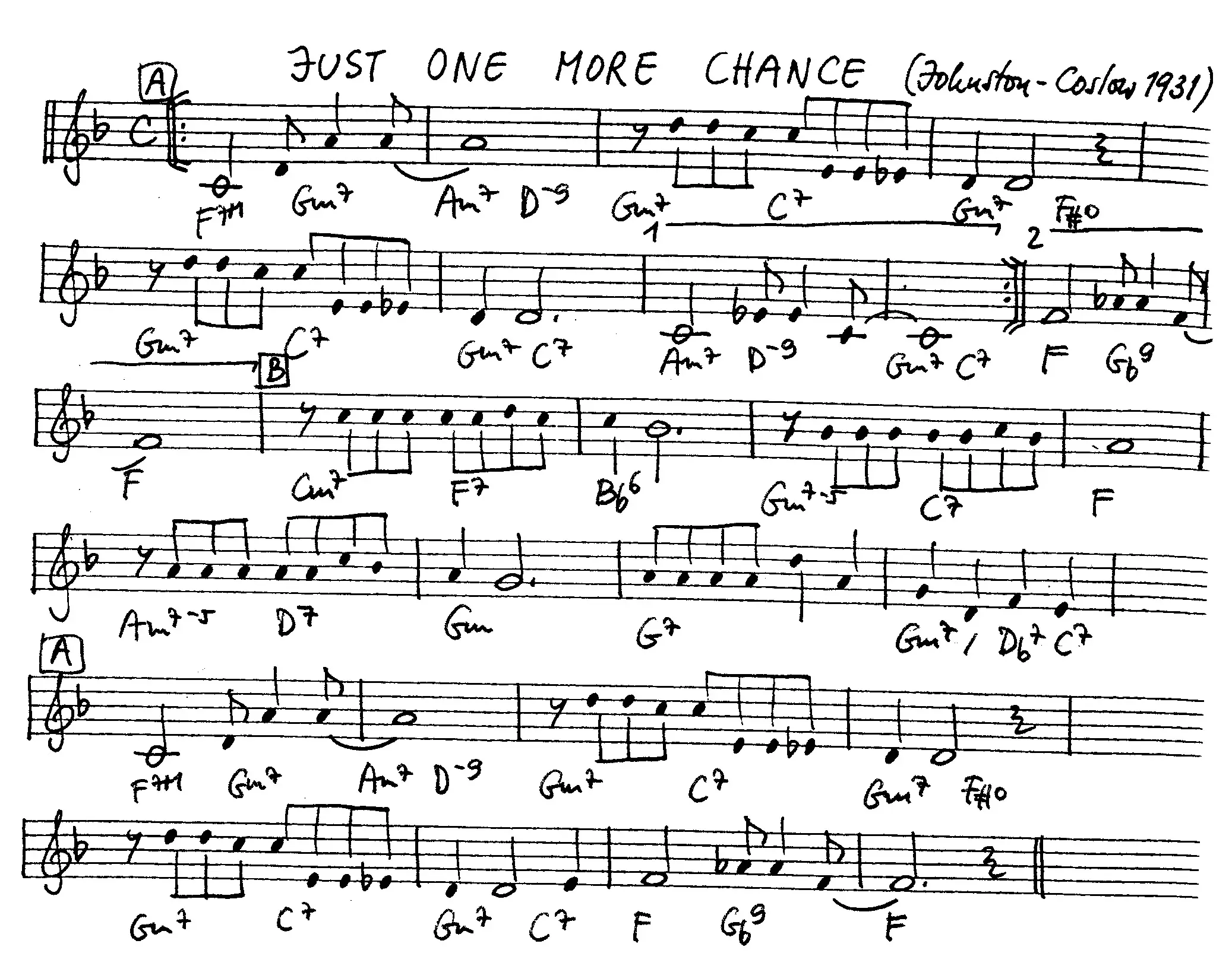 just one more chance free jazz leadsheet - Courtesy of the Jungle Jazz Band